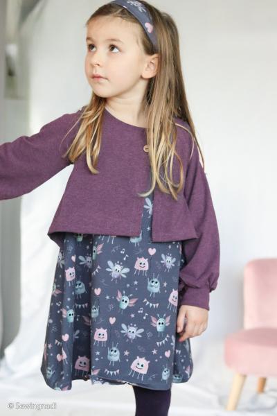 Baumwolljersey kleine Monster Rosa auf Anthrazit Mrs.Mint Design by Swafing